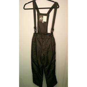 Athletech Snow Bibs Ski Pants Boys Large 10/12 Black Zip up adjustable straps